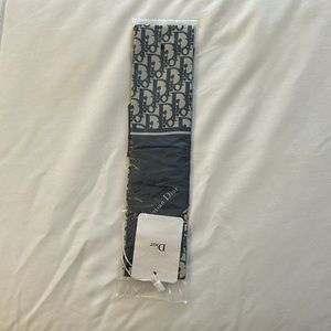 Christian Dior Mitzah Oblique Silk Scarf Navy Gray 100x6cm